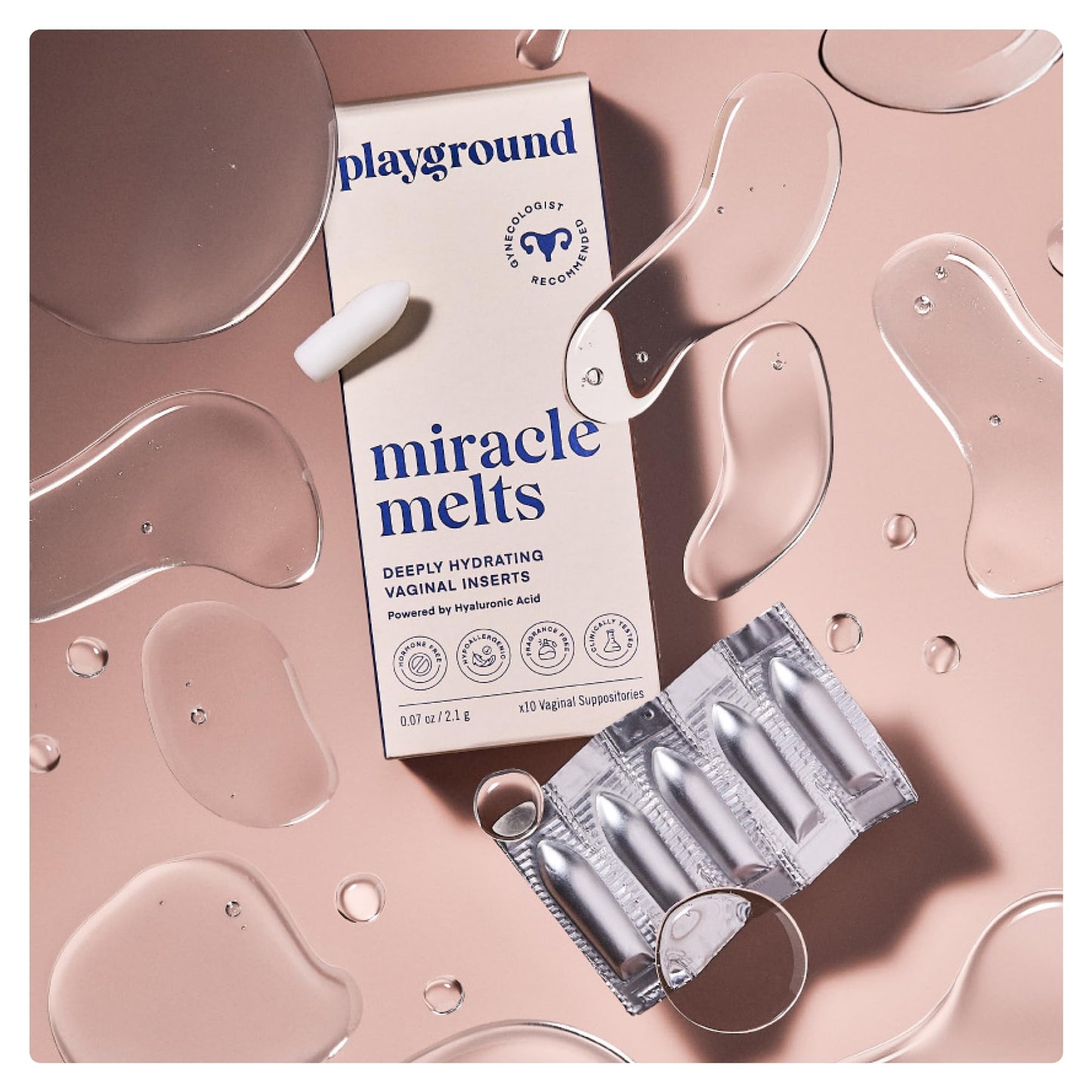 PLAYGROUND Miracle Melts Vaginal Moisturizer, Hyaluronic Acid Moisture Treatment for Women’s Intimate Dryness, Menopause Relief, Hormone-Free Vaginal Tissue Hydration