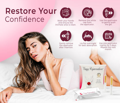 Vagy Rejuvenation Herbal Gels - Application Vaginal Treatment - Natural Moisturizer for Dryness Treatment - Helps Vaginal pH Balance - Botanical Gel for Menopausal Women (5 Apl)