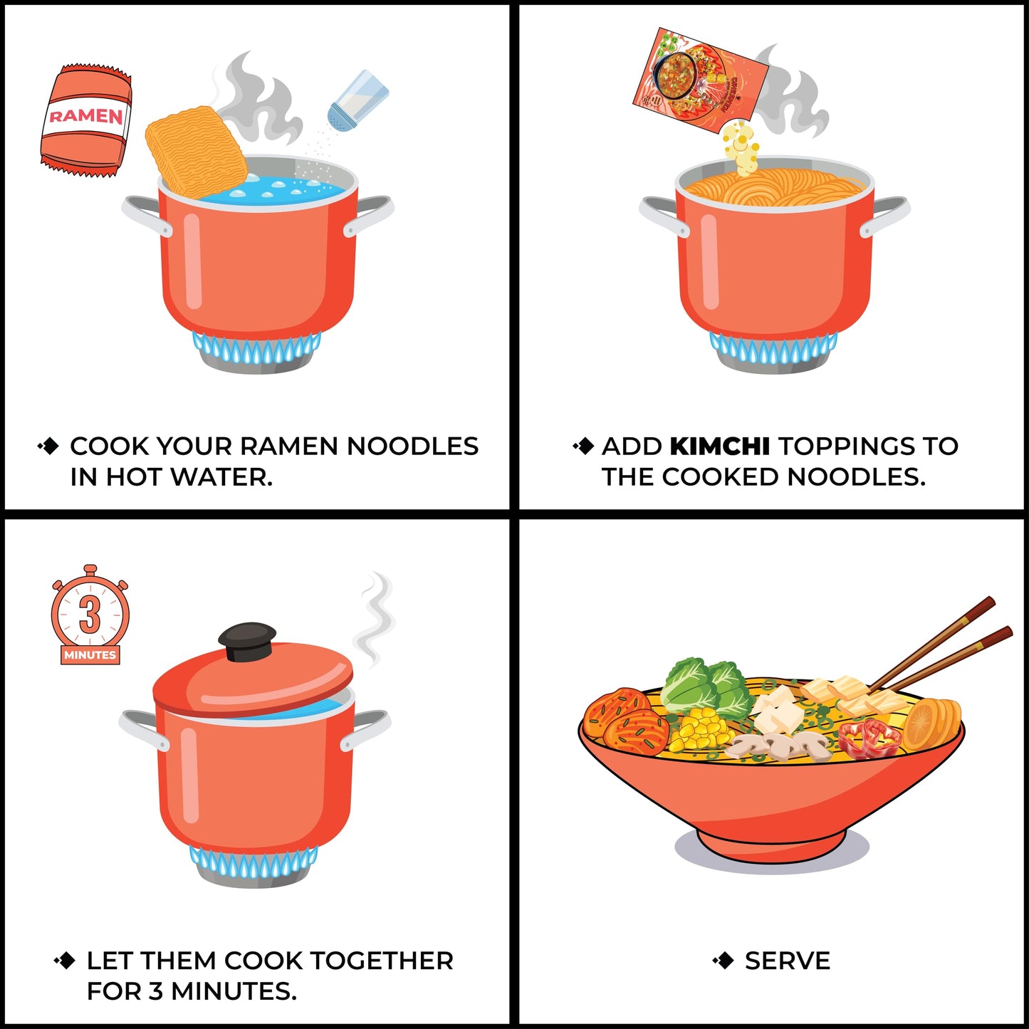 CHIRAMEN Kimchi Veggie Mix Dried Ramen Toppings, Kimchi, Mushrooms, Sweet Pepper, Tofu, Cabbage, Chives, Corn, Perfect for Cup Noodles and Dehydrated Vegetables Soup