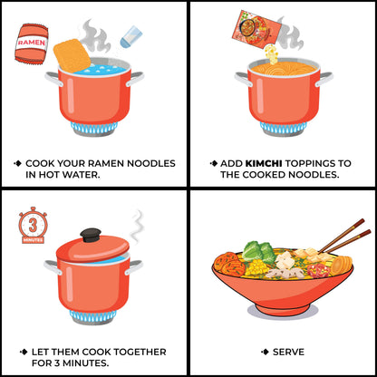CHIRAMEN Kimchi Veggie Mix Dried Ramen Toppings, Kimchi, Mushrooms, Sweet Pepper, Tofu, Cabbage, Chives, Corn, Perfect for Cup Noodles and Dehydrated Vegetables Soup