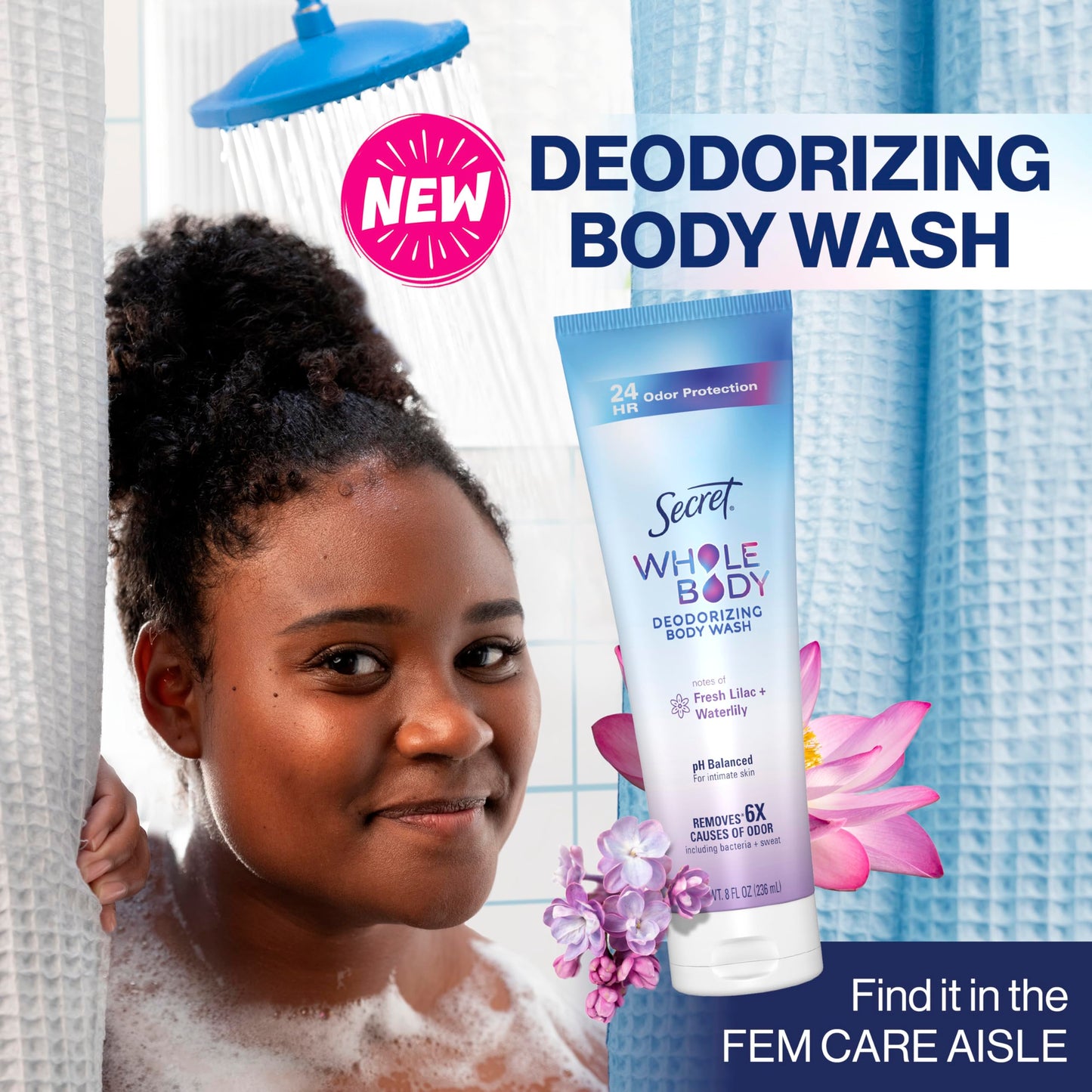 Secret Whole Body Feminine Wash + Deodorant Spray Bundle for Women, Lilac + Waterlily Scent, Aluminum Free, Odor Protection, 8 oz & 3.5 oz (Pack of 2)