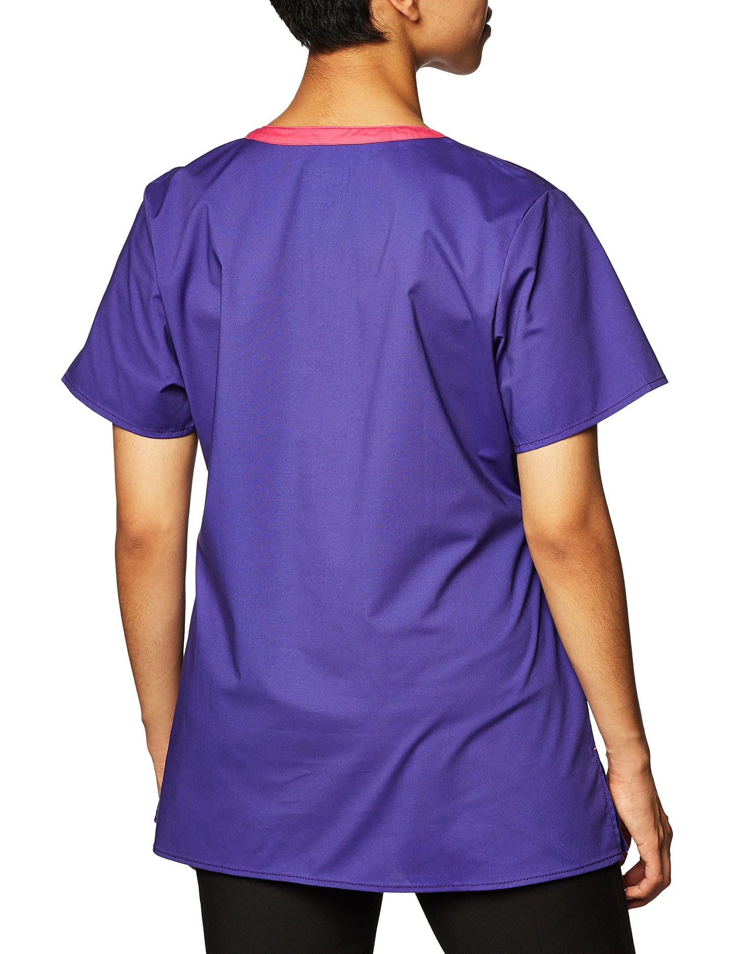 WonderWink Women's Patience Curved Notch Neck Top Shirt, Grape, Medium