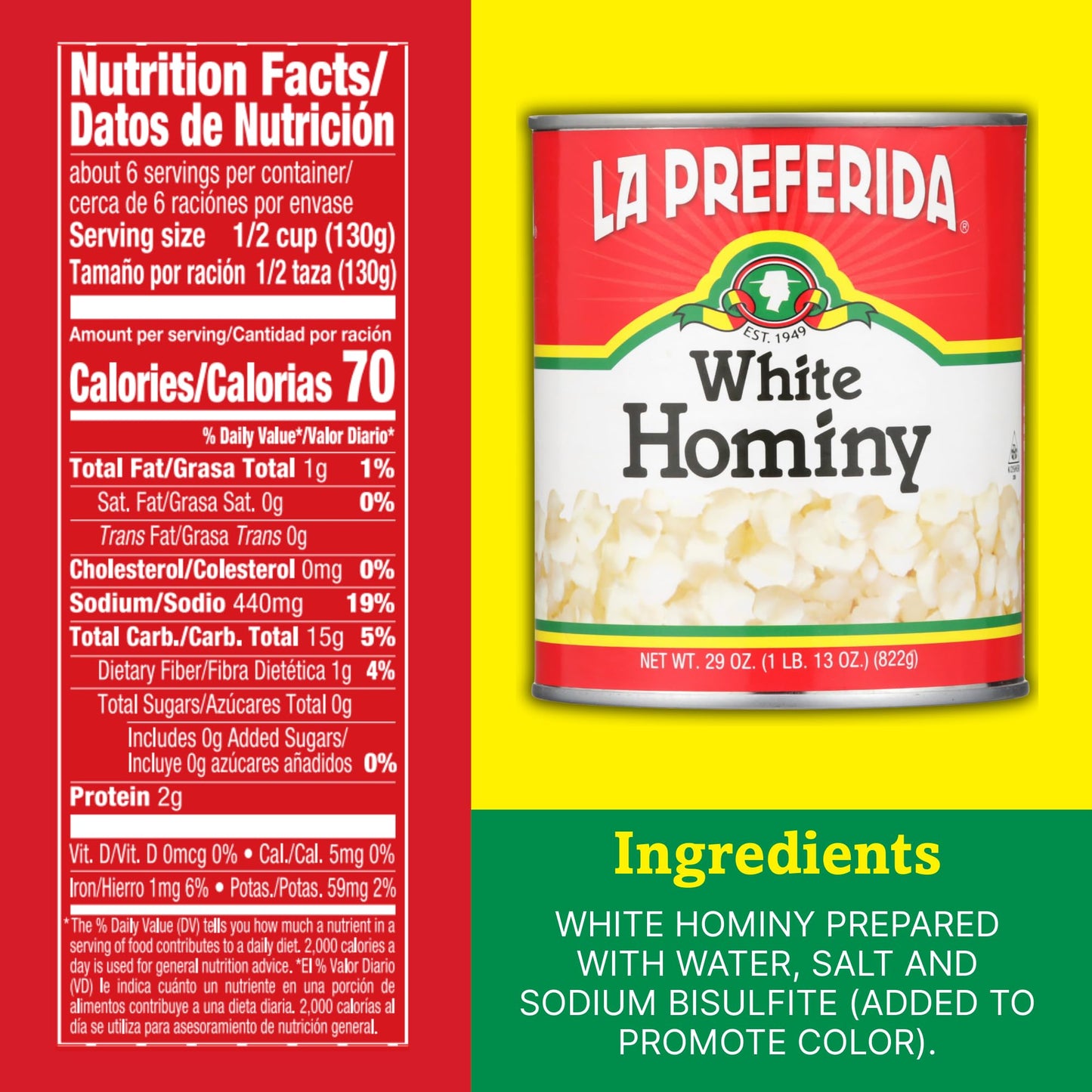 La Preferida White Hominy, Maíz Blanco (Nutty Corn Kernels with Hint of Lime & Salt) – A Traditional Base for Pozole, Soups, Stews & Homemade Tortillas, 29oz. (Pack of 3)