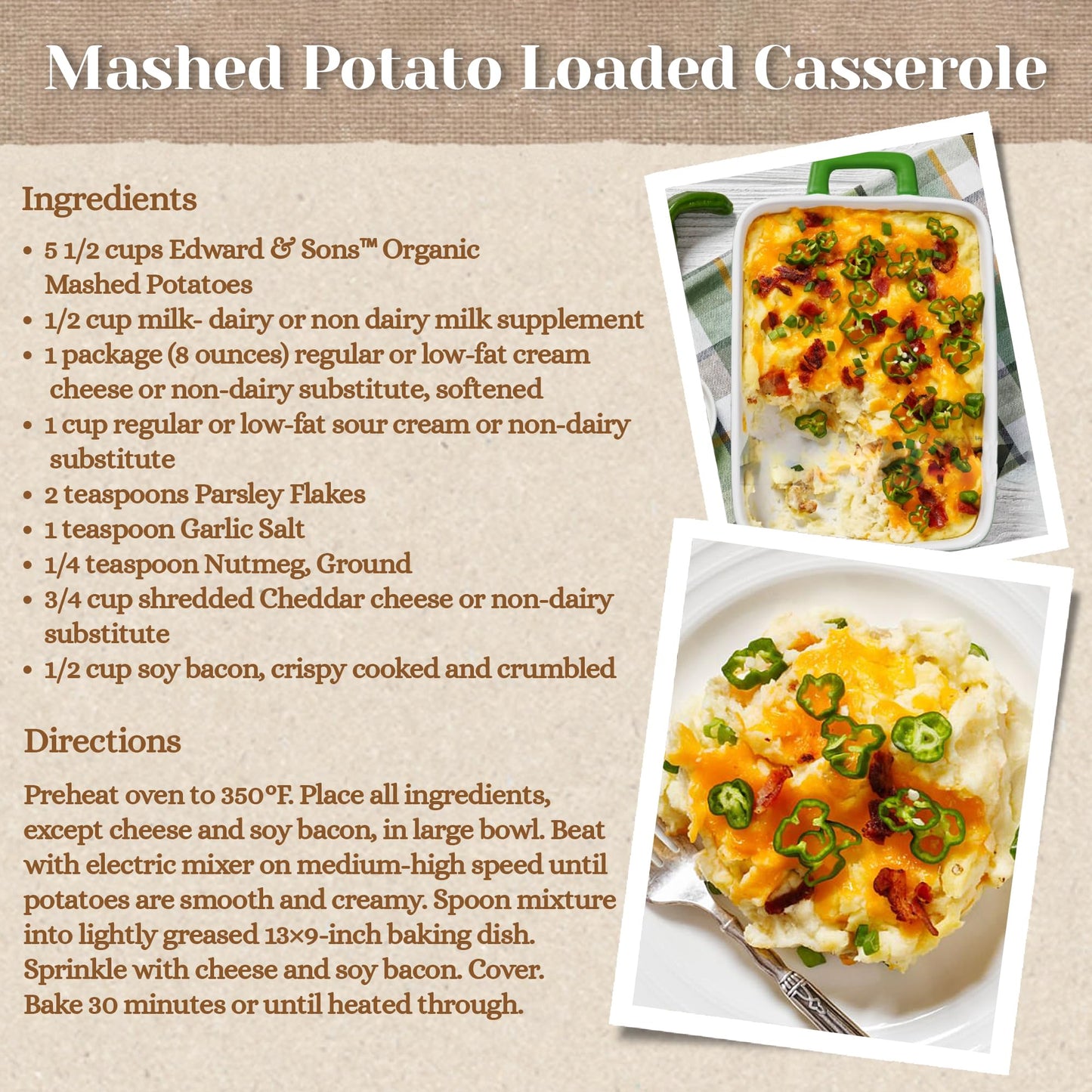Edward & Sons Organic Homestyle Mashed Potatoes - Instant Mashed Potatoes, Instant Potatoes, Organic Potato Flakes, Vegan - 3.5 Oz (Pack of 6)