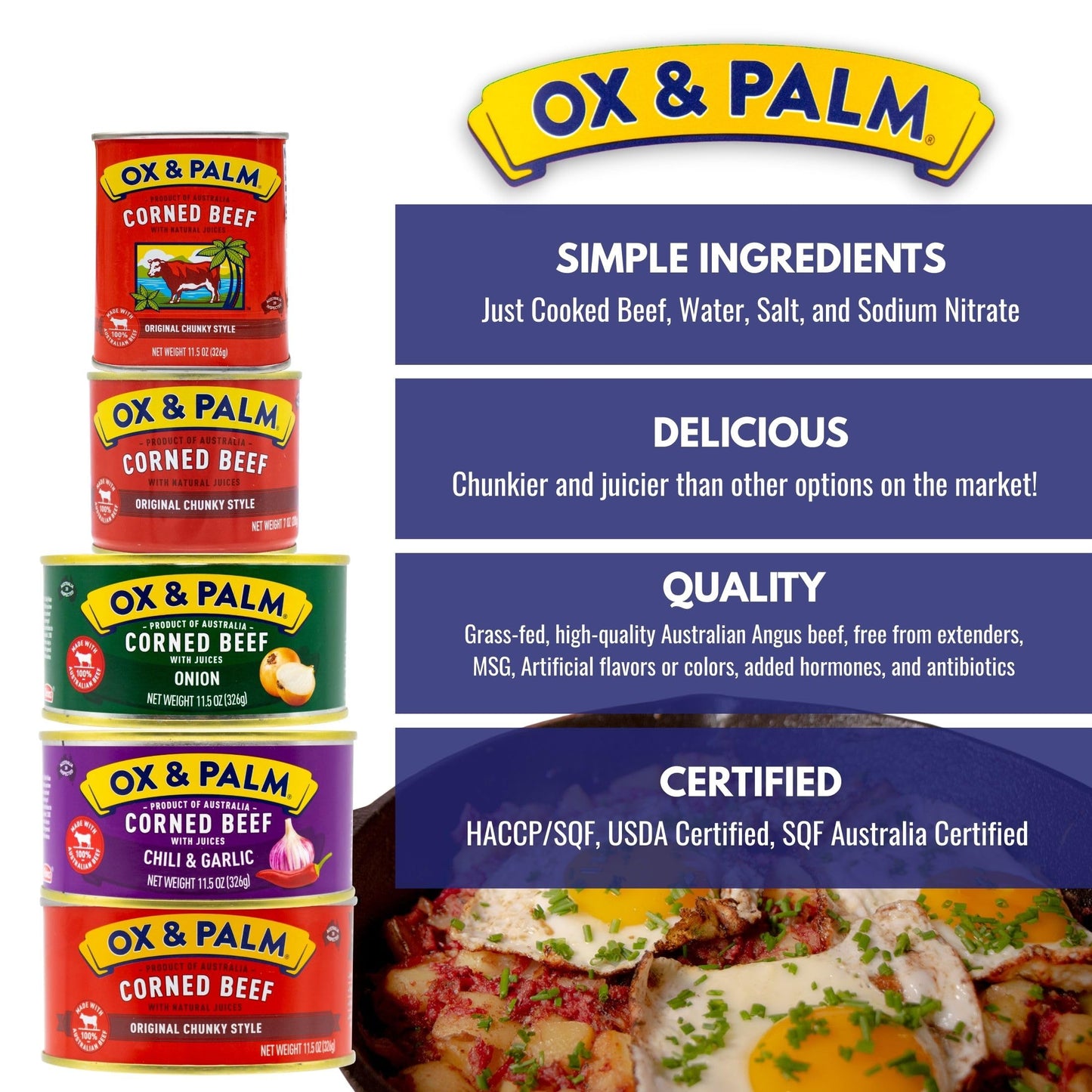Ox & Palm Corned Beef, Original Chunky Style, 11.5 Ounce (Pack of 1)