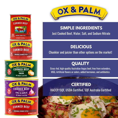 Ox & Palm Corned Beef, Original Chunky Style, 11.5 Ounce (Pack of 1)