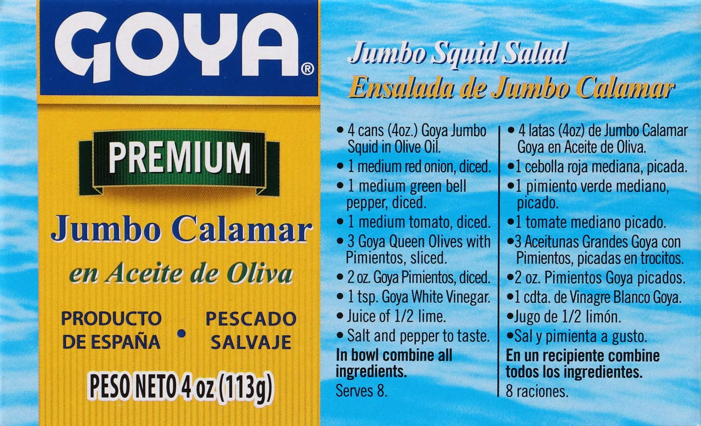 Goya Foods Octopus Style Squid Pieces in Olive Oil, 4 Ounce (Pack of 25)