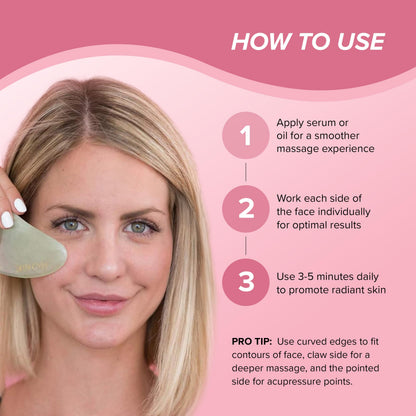 Skin Gym Jade Gua Sha Sculpty Tool, Green Jade Crystal Contouring and Sculpting Beauty Tool