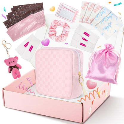 First Period Kit for Girls, 5.3" Checkered Tampon Holder for Purse, Menstrual Starter Tampon Bag Pad Pouch, Emergency Sanitary Napkin Storage Bag Teen Period Kit Gifts for Tweens