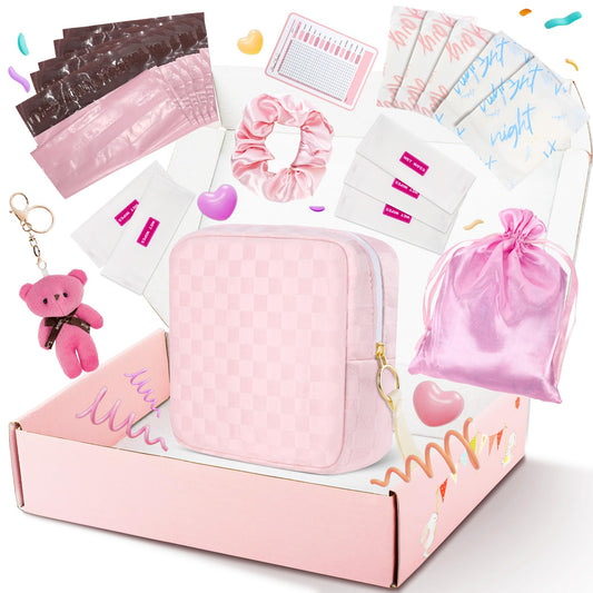 First Period Kit for Girls, 5.3" Checkered Tampon Holder for Purse, Menstrual Starter Tampon Bag Pad Pouch, Emergency Sanitary Napkin Storage Bag Teen Period Kit Gifts for Tweens