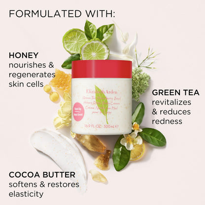 Elizabeth Arden Green Tea Strawberry Basil Honey Drops Body Cream, Hydrating Lightweight Moisturizer for Skin Care, 16.9 fl oz