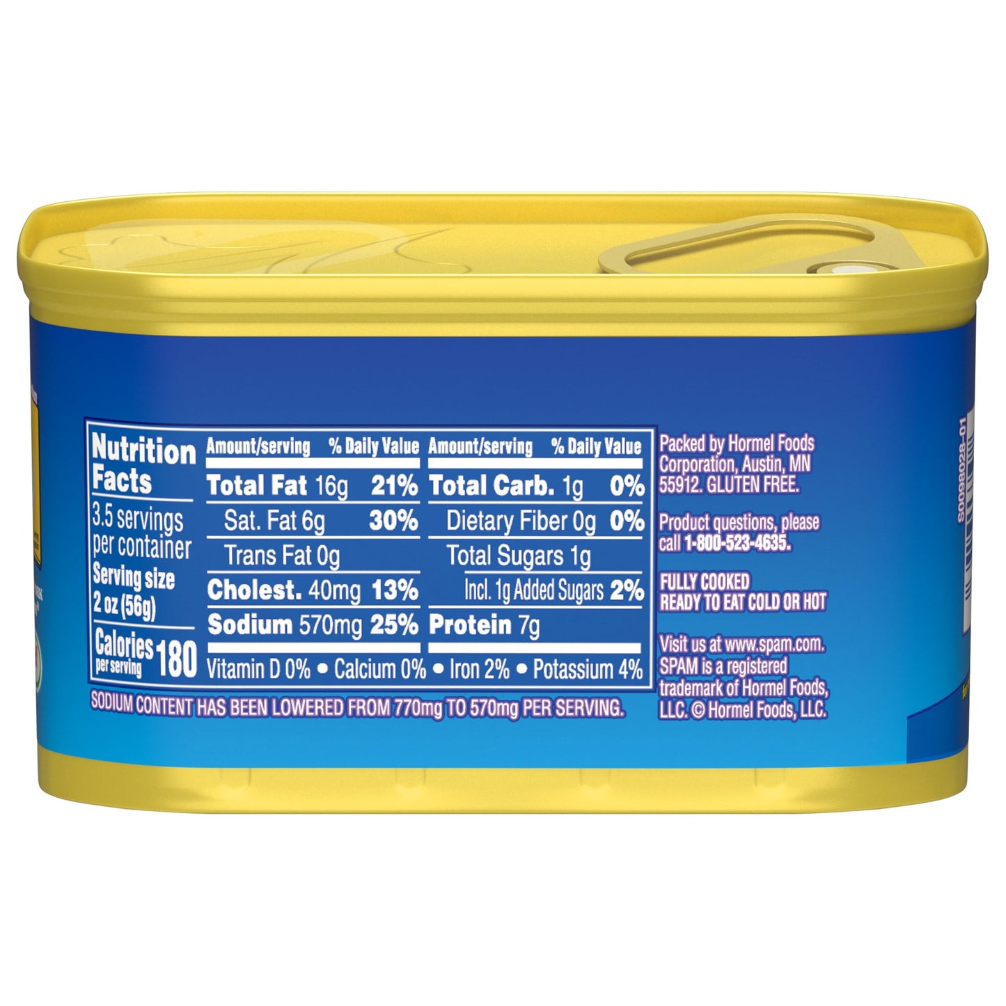 SPAM 25% Less Sodium,12-Pack, 7oz Cans