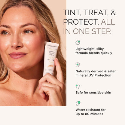 MDSolarSciences Mineral Tinted Crème Sunscreen SPF 30 | Water-Resistant, Broad Spectrum UV Protection | Blendable Micronized Zinc Oxide Cream | Natural Matte Finish for All Skin Types (1.7 Fl Oz)