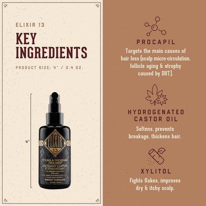18.21 Man Made Elixir 13 Men's Styling and Thickening Treatment for Hair, Original Sweet Tobacco Volumizing Leave-on, 3.4oz