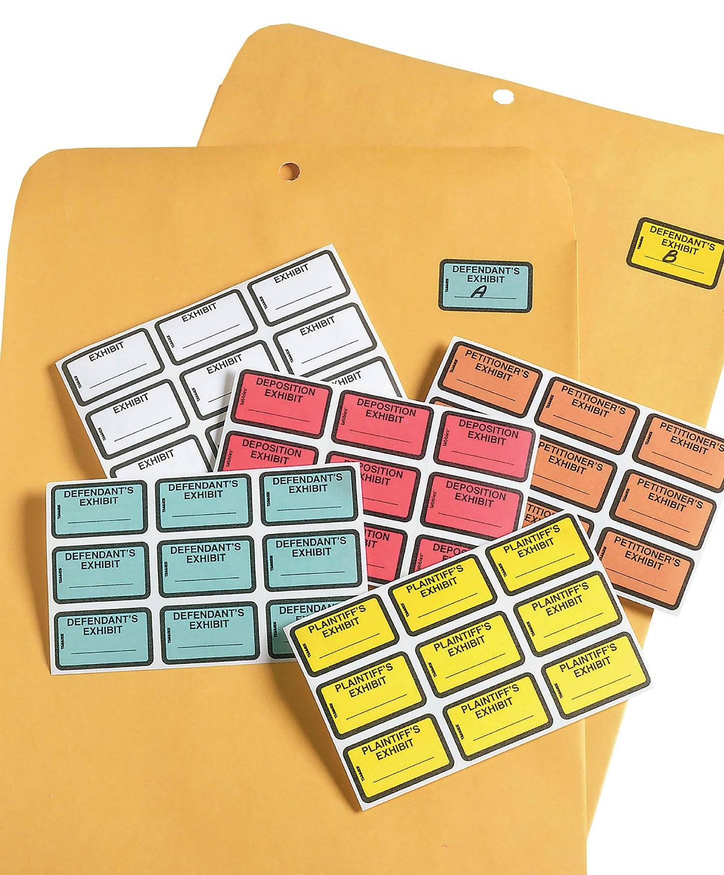 Tabbies Legal Exhibit Labels, Label: 1-5/8"W x 1" H, Sheet: 5-1/4"W x 3-1/4"H, Orange, PETITIONER'S Exhibit 252 Label/Pack (58026)