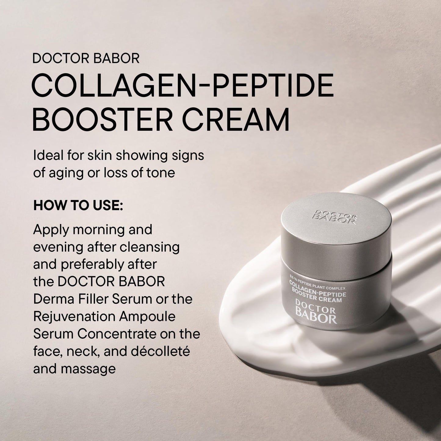BABOR Collagen Peptide Booster Cream | Firming & Plumping Face Moisturizer | Visibly Reduces the Appearance of Wrinkles on Face & Neck, Hyaluronic Acid & Squalene | Day & Night Use | 1.69 oz