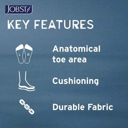 JOBST forMen Compression Socks 15-20 mmHg Knee High, with SoftFit Band, Open Toe, Navy, Medium