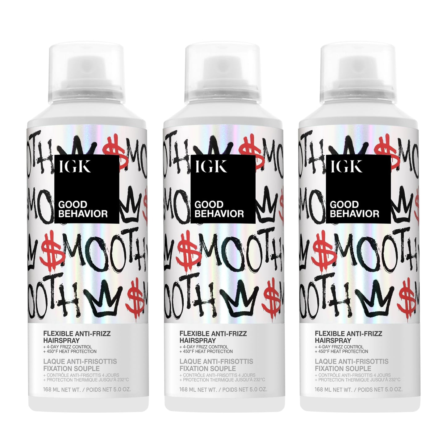 IGK Good Behavior Flexible Hairspray 3 pack – Medium Hold Hairspray with 4-Day Frizz Control & 450°F Heat Protection – Vegan & Cruelty-Free
