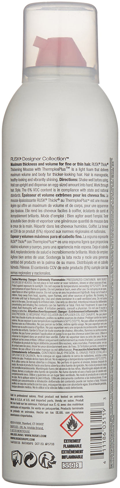 RUSK Thickr Thickening Mousse Foam 8.8 Fl Oz