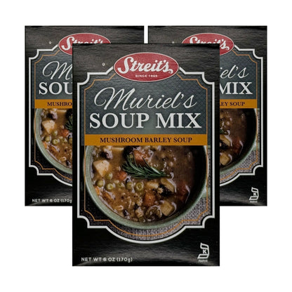 Streit's Mushroom Barley Soup - Muriel's Soup Mix, Hearty Mushroom Soup, Kosher Certified, No MSG or Hydrogenated Oils, Just Add Water, Vegan, Family Owned (6oz, Pack of 3)
