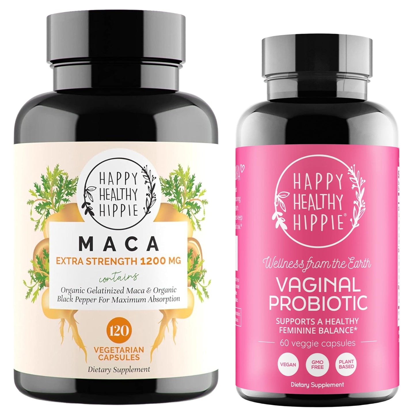 Happy Healthy Hippie Vaginal Probiotics for Women & Organic Maca Root Capsules