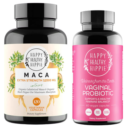 Happy Healthy Hippie Vaginal Probiotics for Women & Organic Maca Root Capsules