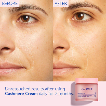 Caudalie Resveratrol-Lift Retinol Alternative Firming Cashmere Cream, Anti-Aging Moisturizer with Resveratrol, Hyaluronic Acid & Vegan Collagen, Refillable - 50 mL