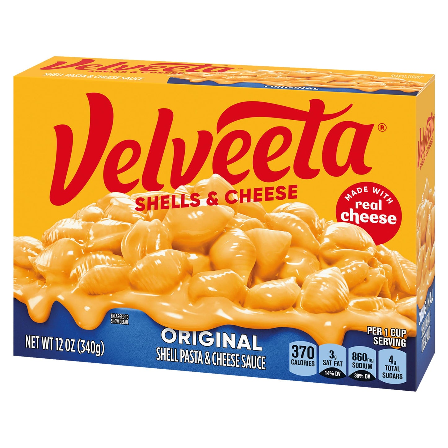 Velveeta Shells and Cheese Mac, 1 Box, for Easy Dinner or Dinner Sides, Original Flavor, Made with Real Cheese, 12 oz