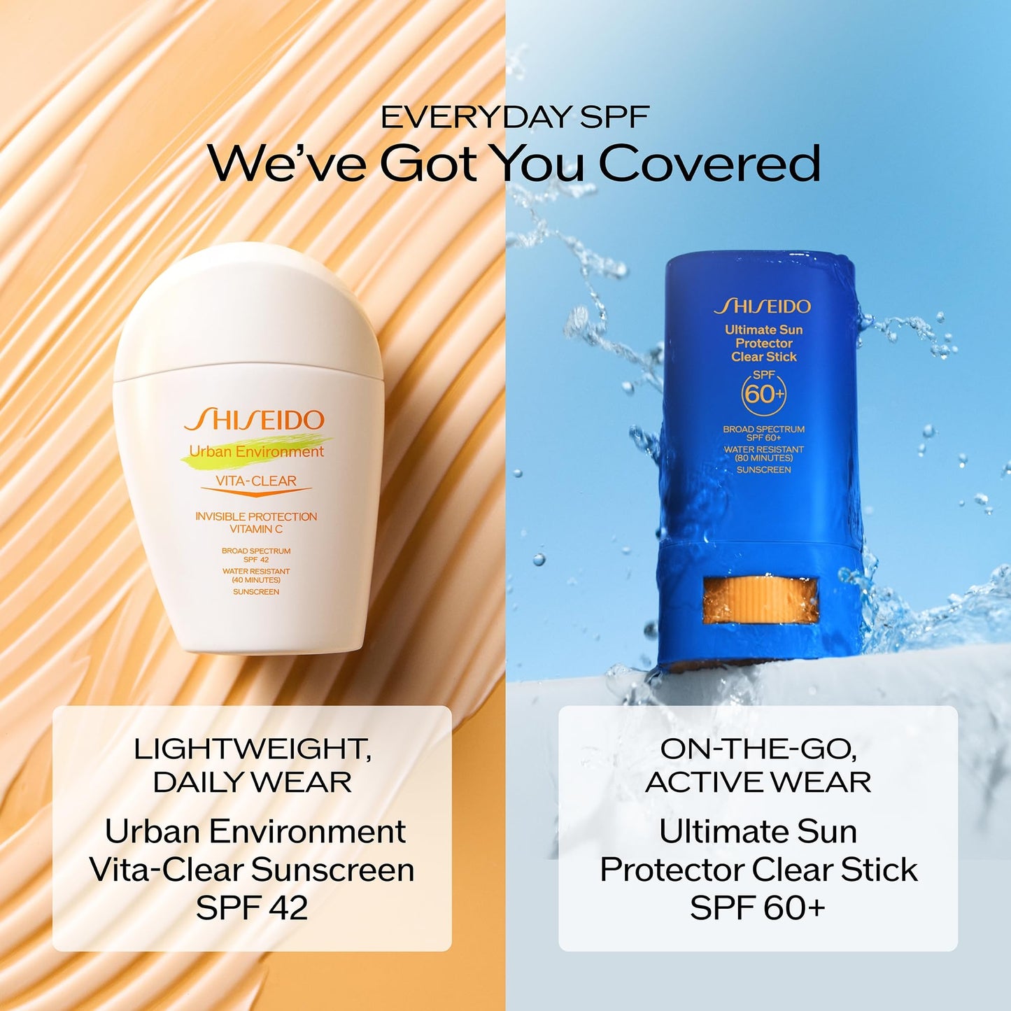 Shiseido Urban Environment Vita-Clear Sunscreen SPF 42 - Invisible Formula with Vitamin C - No-Shine, Makeup Effect for 8 Hours - Non-Comedogenic - 30 mL