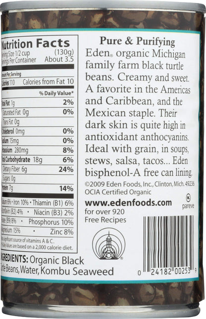 Eden Foods Organic Black Beans, 15 oz