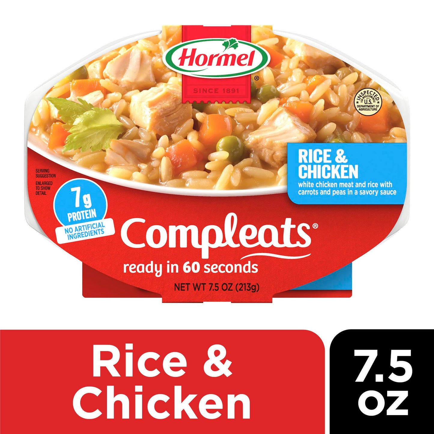 HORMEL COMPLEATS Rice & Chicken Microwave Tray, 7.5 Ounces (Pack of 7)