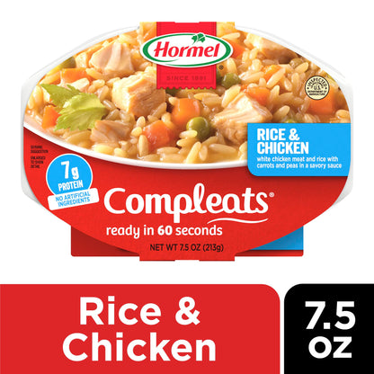 HORMEL COMPLEATS Rice & Chicken Microwave Tray, 7.5 Ounces (Pack of 7)