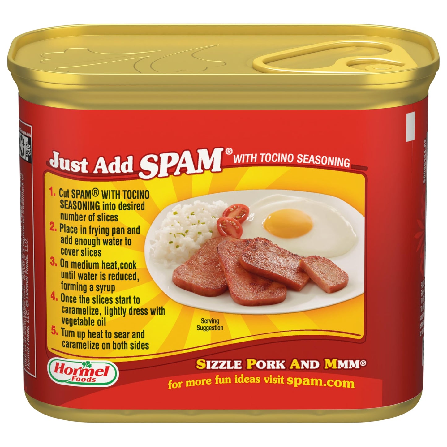 SPAM with Tocino Seasoning, 7 Grams of Protein Per Serving, 12 oz Can (12 Pack)