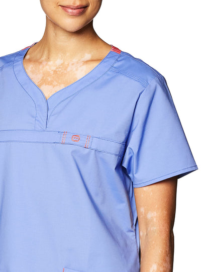 WonderWink Women's Wonderflex Patience Scrub Top, Ceil Blue, Small