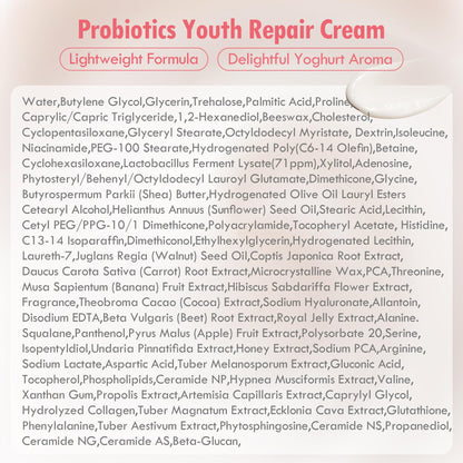 Neogen Dermalogy Probiotics Youth Repair Skin Cream Face Lotion w/Superprobiotics, Collagen & 11 Peptides Skin Repair Cream 1.76 oz