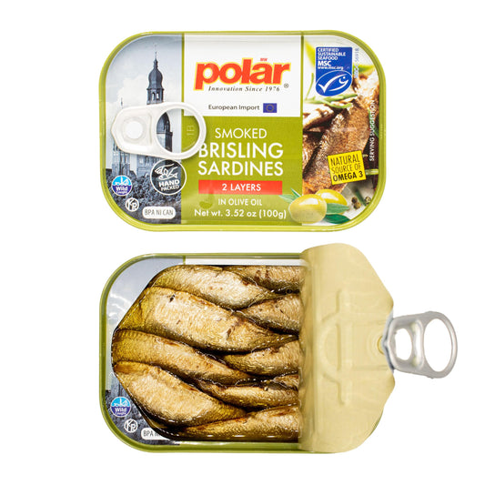 MW Polar Brisling Sardines, Smoked in Olive Oil, 3.52 Ounce (Pack of 12)