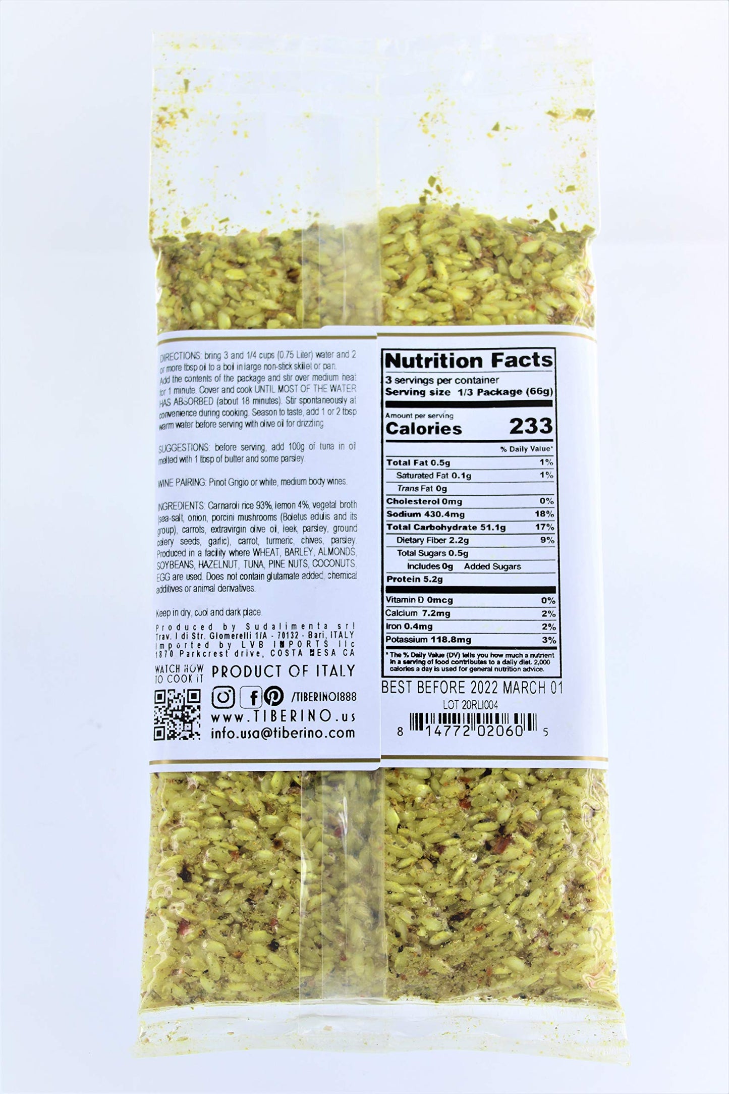 TIBERINO Ravello Lemon Zest Risotto, 7 OZ