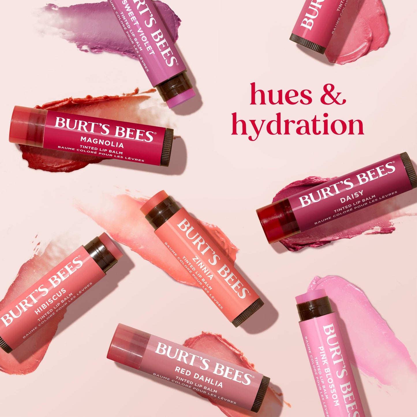 Burt's Bees Easter Basket Stuffers, Lip Tint Balm with Long Lasting 2 in 1 Duo Tinted Balm, Color Infused with Deeply Hydrating Shea Butter for a Natural Looking Buildable Finish, Zinnia (2-Pack)
