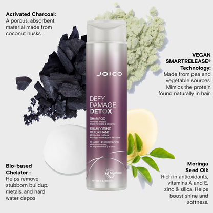 Joico Defy Damage Detox Shampoo | Removes Chlorine, Hard Water Residue, Product Buildup, Metals, & Trace Minerals | Strengthens Bonds & Preserves Hair Color | Vegan | Sulfate-Free