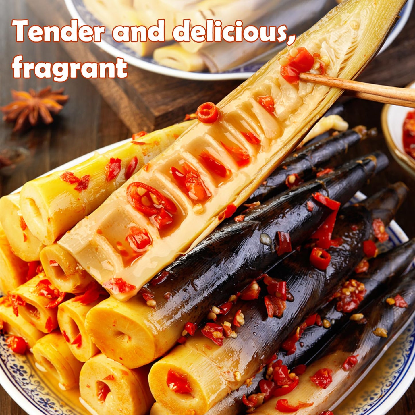 Fresh Hand Peeled Bamboo Shoots - 3 Packs 660g Internet Celebrity Instant Spicy Chinese Snacks, Aged Soup with Pickled Peppers and Tender Vegetables, Spicy Strips Mix Match Taste