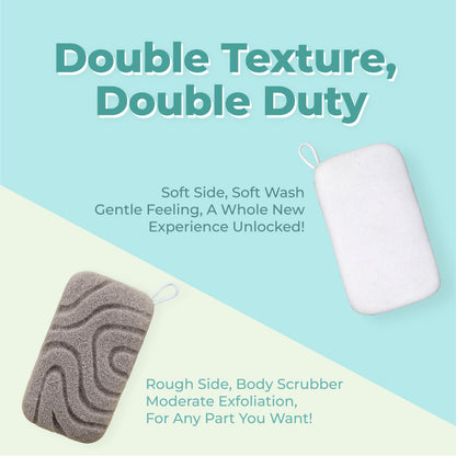 myHomeBody Dual-Texture Shower Sponge, Beauty Body Scrubber Exfoliator for Women, Exfoliating Loofah for Men, 1pc