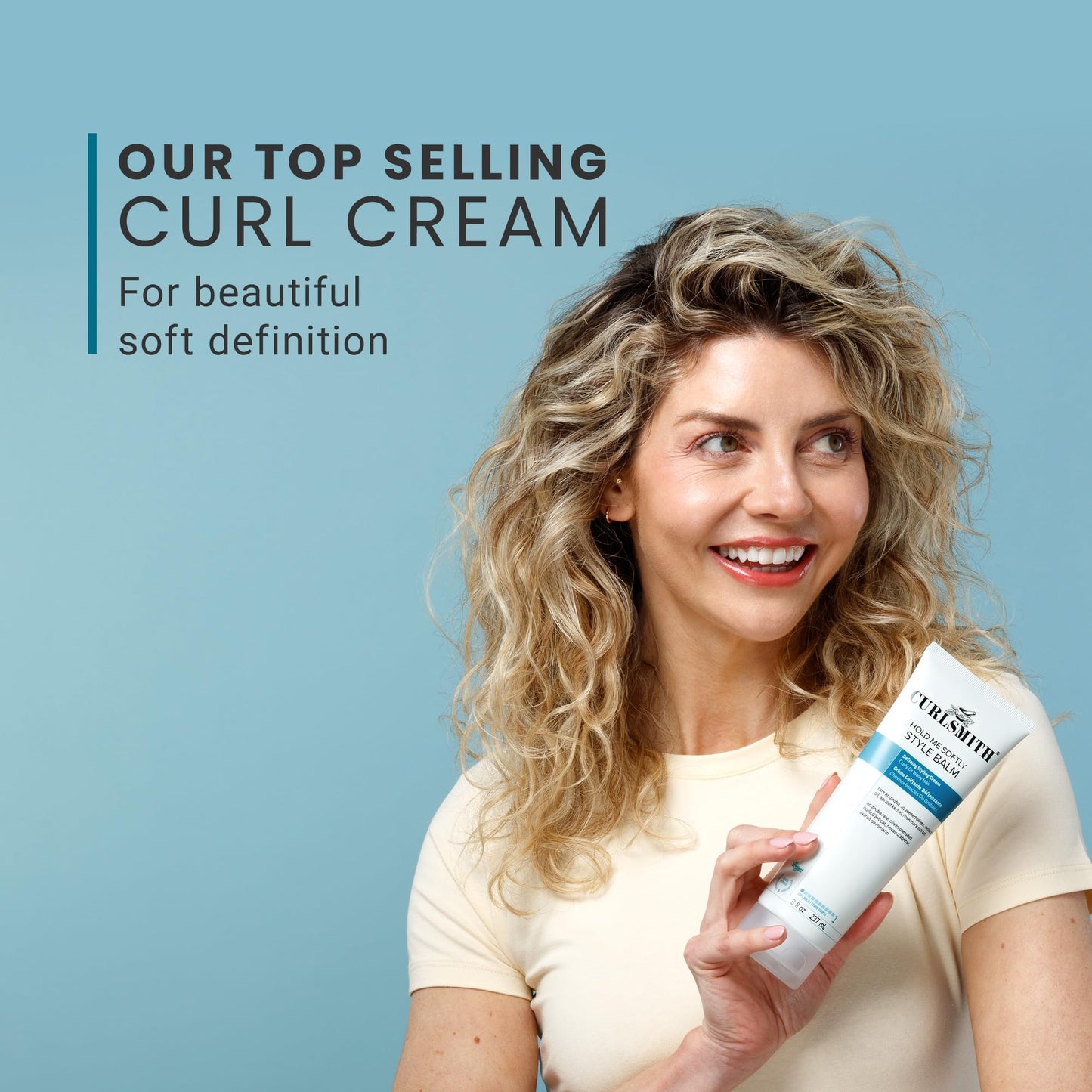 CURLSMITH Hold Me Softly Style Balm - Curl Enhancing, Soft Hold Curl Cream, Lightweight, No Crunch Curl Cream, For All Curl Types, Vegan & Cruelty Free