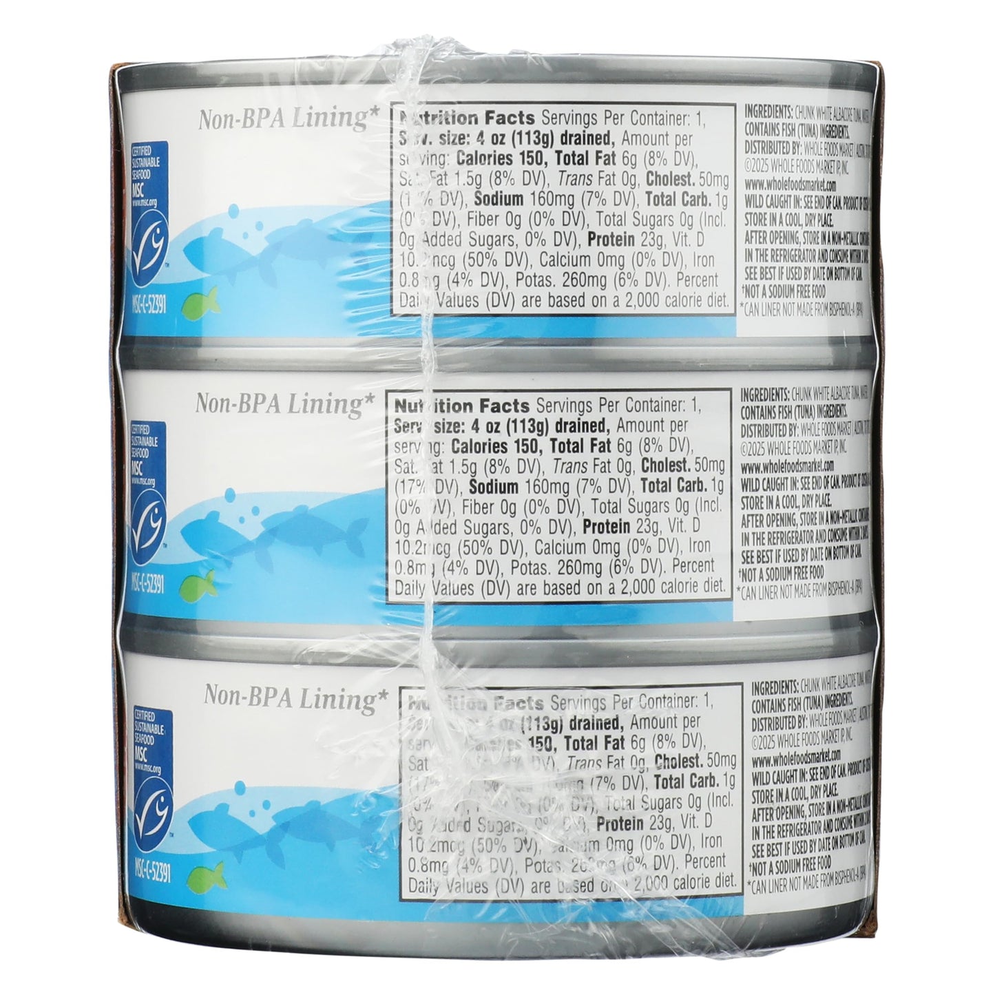365 by Whole Foods Market, No Salt Albacore Tuna in Water 6pk, 5 Ounce