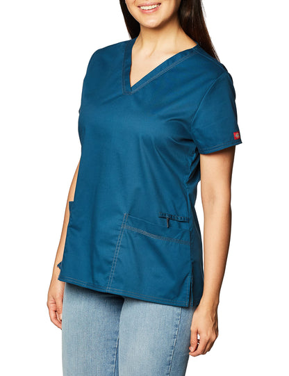 Dickies EDS Women Scrubs Top V-Neck Print DK876