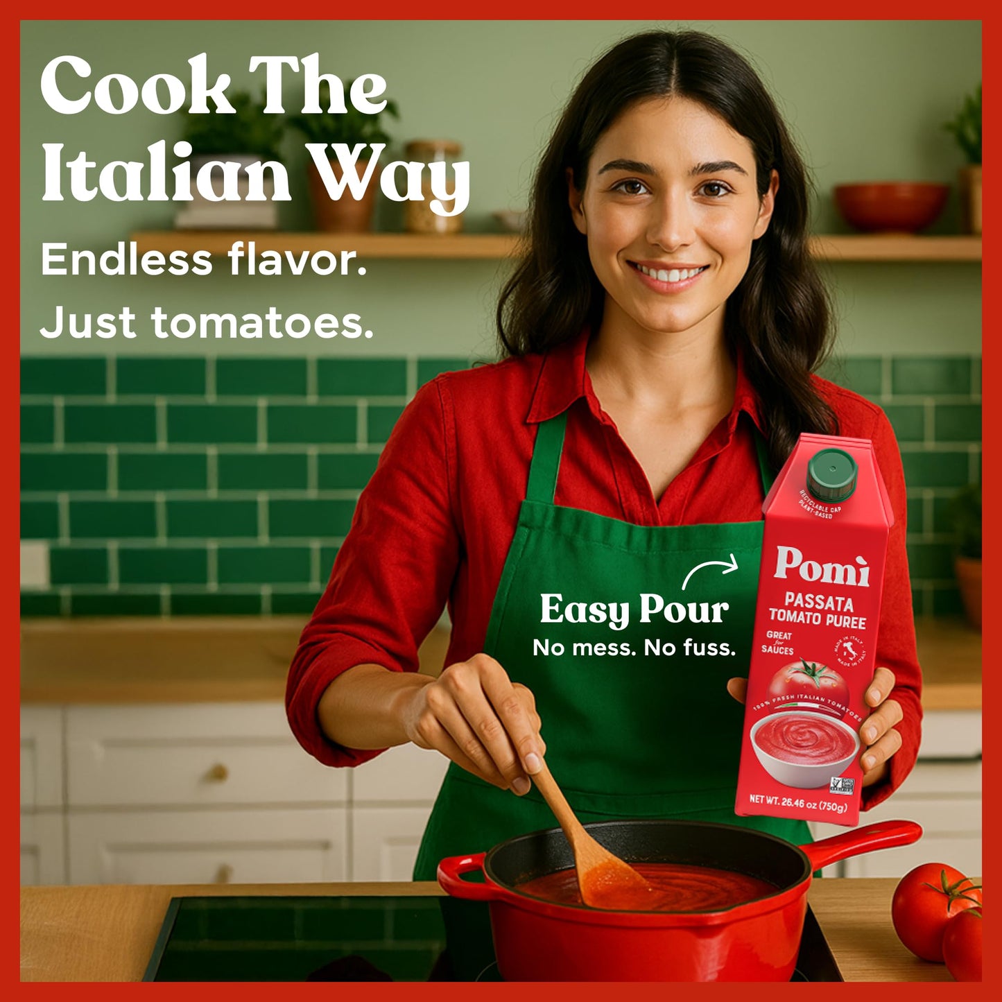 Pomì Tomato Passata 26.46oz (Pack of 6) - Made in Italy - Creamy, Velvety Tomato Puree with Touch of Salt, No Additives or Preservatives - 100% Fresh Italian Tomatoes - BPA-Free, Gluten-Free