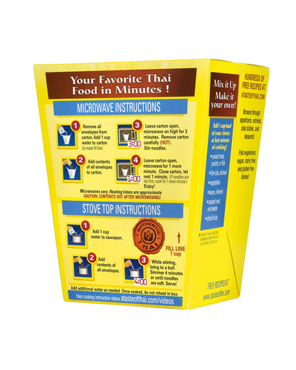 A Taste of Thai Yellow Curry Noodles |Heat & Eat Instant Noodle | Flavored with Authentic Thai Sauce -Non-GMO,Gluten Free, Trans Fat Free- Perfect Side for Chicken, Fish & Meat Entrees| 6 Pack (4.5oz)