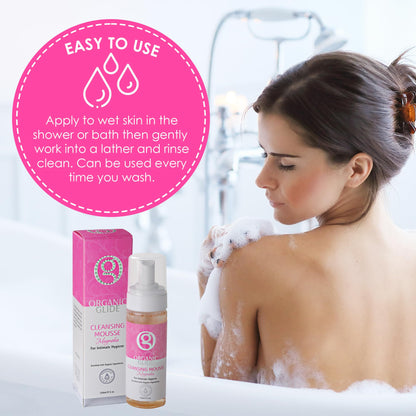 Organic Glide Feminine Body Wash 5 fl oz - Natural Cleansing Mousse with Unique Probiotic Support, pH Balanced, Gentle for Sensitive Skin & Intimate Areas, Refreshing Magnolia Scent (1-pack)