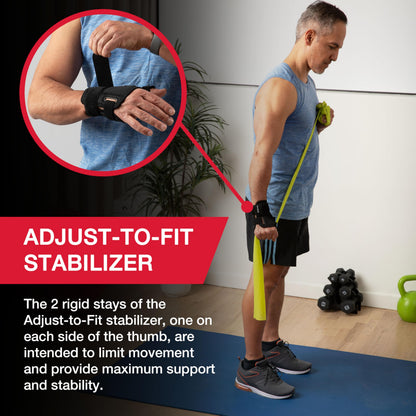 MUELLER Sports Medicine Adjust-to-Fit Thumb Stabilizer, Spica Splint, Thumb Pain Relief Brace for Men and Women, Ideal for De Quervain's Tenosynovitis, Arthritis, Sprains, Fits Right or Left