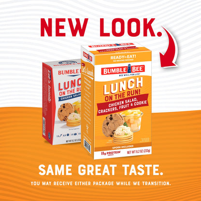Bumble Bee Lunch On The Run Chicken Salad with Crackers Kit, 8.2 oz (Pack of 4) - Ready to Eat, Includes Crackers, Cookie & Mixed Fruit - Shelf Stable & Convenient Source of Protein, Easy Open Can
