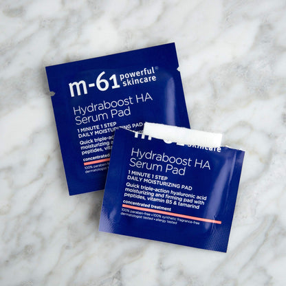 m-61 Hydraboost HA Serum Pad | Hyaluronic Acid Serum Pads to Firm and Moisturize Up to 48 Hours. Dermatologist Tested. Fragrance Free. For All Skin Types. Individually Wrapped.